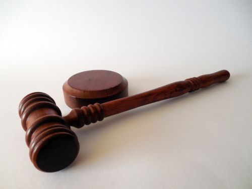 gavel on white desk