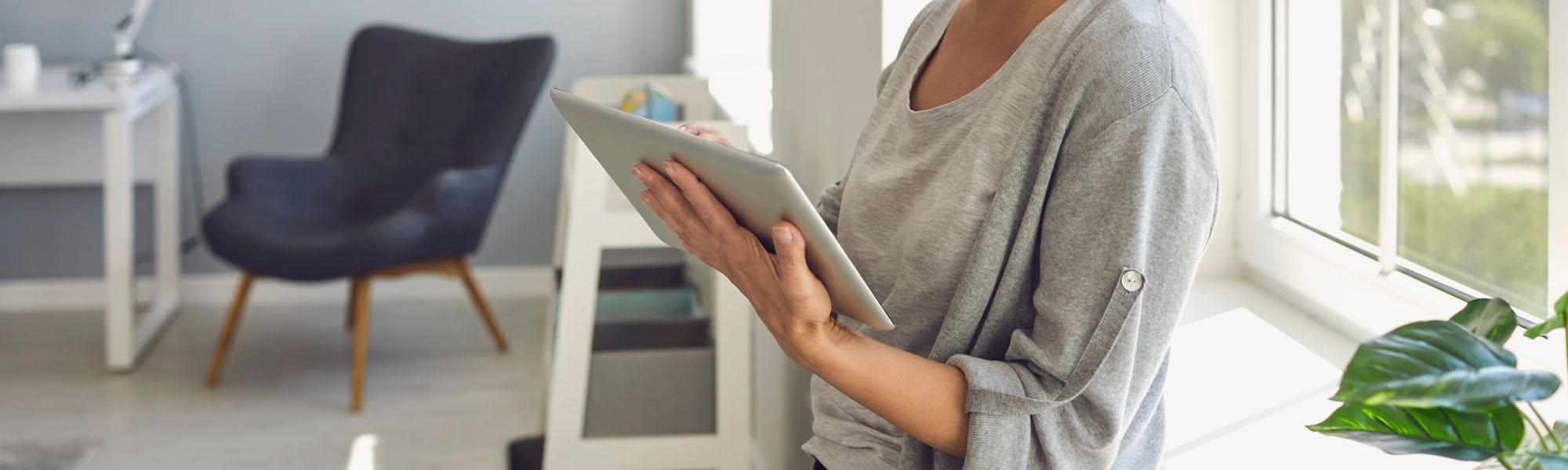 senior businesswoman with tablet